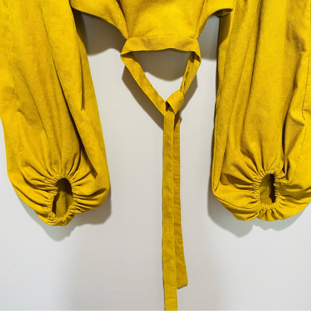 Style & Co Women's Yellow Balloon‎ Sleeve Crop Top Size L - Picture 6 of 15